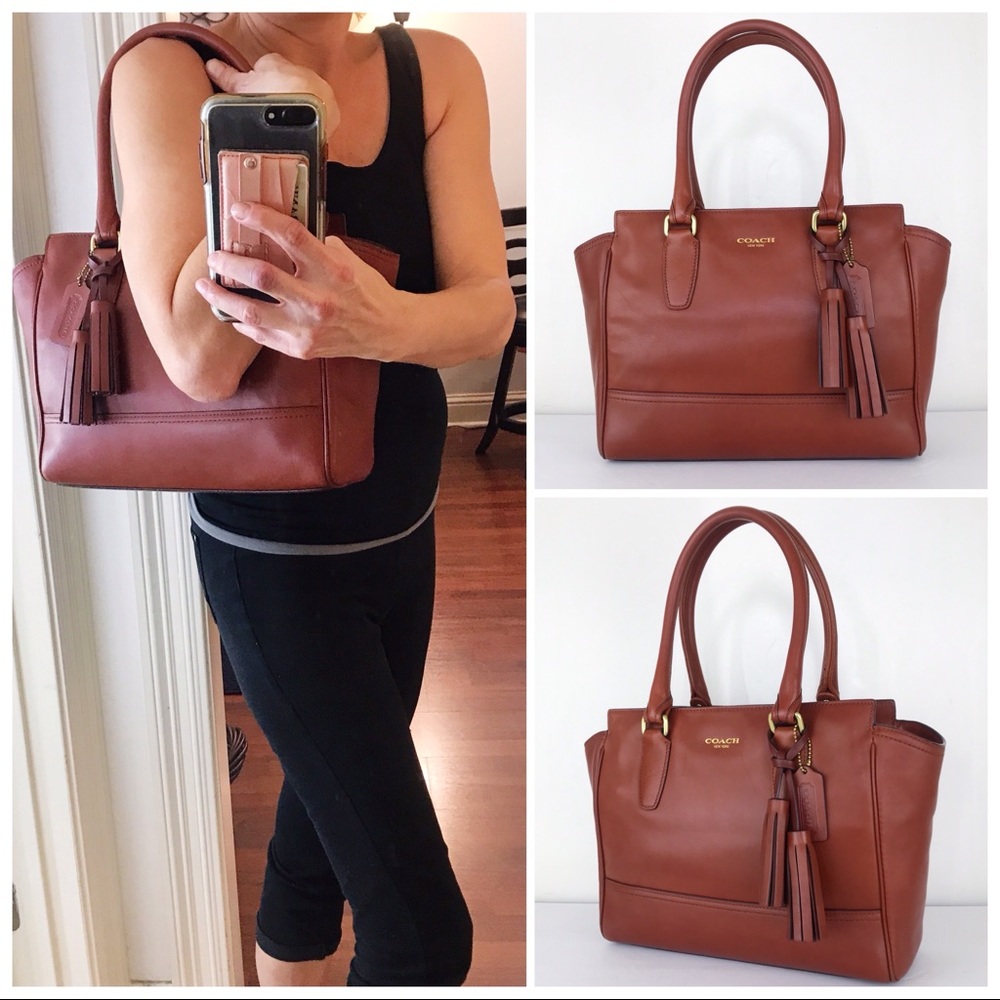 Coach Saddle Brown Leather Legacy Tassel Tote Bag